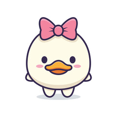 Adorable Cartoon Chick with Pink Bow Vector Illustration