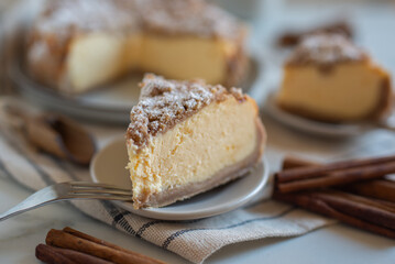 sweet home made cinnamon cheesecake