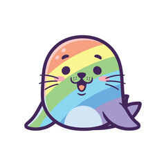 Rainbow Seal Vector Illustration