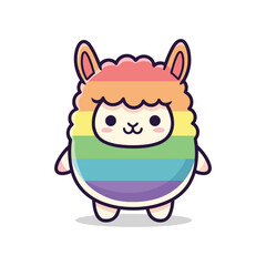 Rainbow Alpaca Vector Illustration