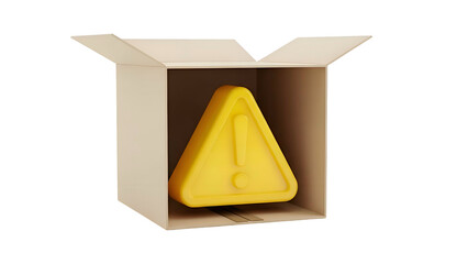 Yellow Triangle Object in Cardboard Box.