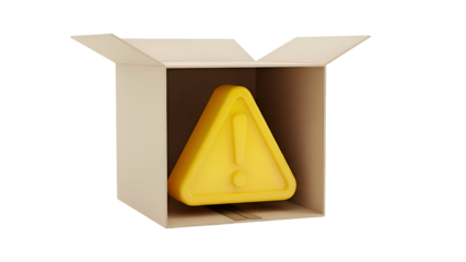 Yellow Triangle Object in Cardboard Box.
