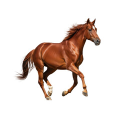 Obraz premium Chestnut Horse Galloping Black Background Isolated