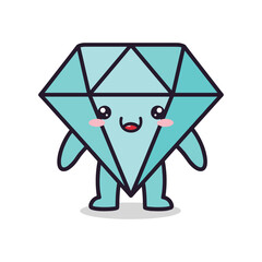 Cute Cartoon Diamond Character Illustration