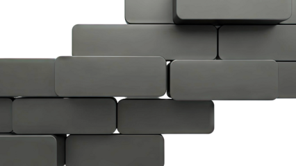 Abstract Black Rectangular Blocks with Rounded Edges on White Background