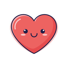 Cute Cartoon Heart Illustration with Smiling Face