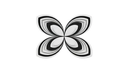Abstract Butterfly Shape with Layered Black and White Petals