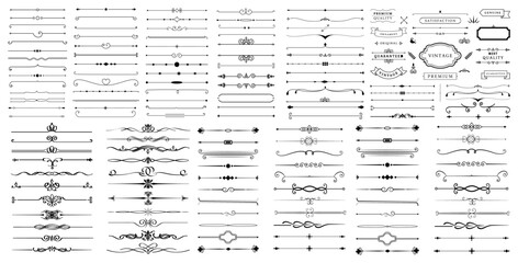 Set of decorative divider elements. Divider ornament, borders, doodle, separators, page dividers, header