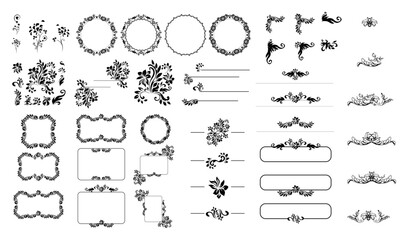 Elegant floral ornaments and borders for design