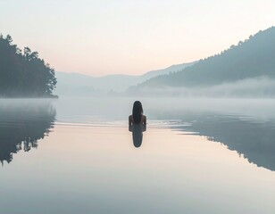 A woman in a lake 