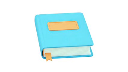 Blue book with orange label and bookmark
