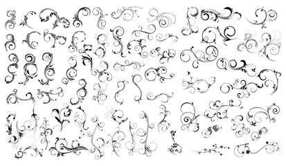 A collection of vintage floral ornaments and swirls