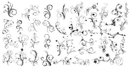 A collection of vintage floral ornaments and swirls