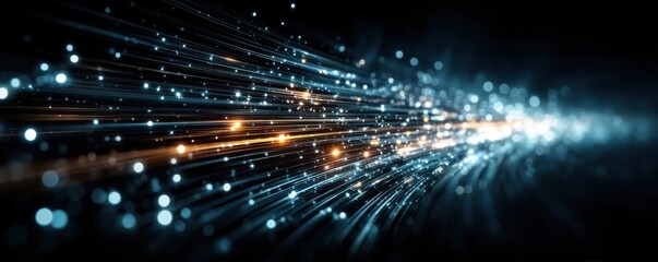 Abstract blue light streaks create a glowing, futuristic background perfect for tech and digital design