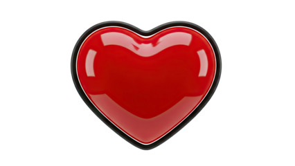 Glossy Red Heart Shape with Black and White Border