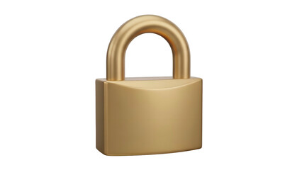 Naklejka premium Gold Padlock Closed on White Background.