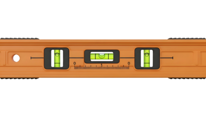 Orange Spirit Level Tool with Bubbles.