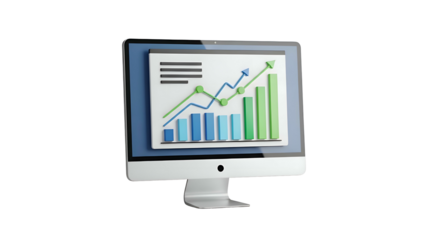 Computer Monitor Displaying Bar Graph Chart.