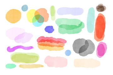 watercolor paint brush strokes real texture element for decoration, title badge, frame and more isolated from background