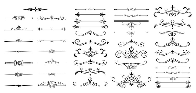 Set of decorative divider elements. Divider ornament, borders, doodle, separators, page dividers, header
