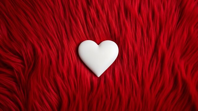 White heart on red valentine background with love symbol