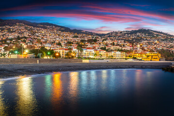 Funchal at night, Madeira island, Portugal