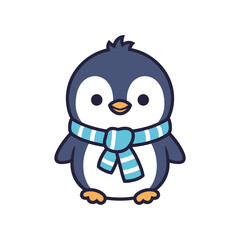 Cute Cartoon Penguin Illustration with Scarf
