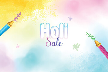 Colorful Happy Holi Background. Festival of Colors Celebration Vector Illustration. Indian Hindu Festival Concept For E-commerce Sale, Greetings, Poster, Banner.