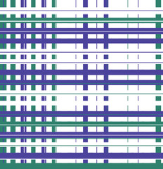 Muted teal and deep blue lines form a sophisticated geometric plaid arrangement on a stark white canvas