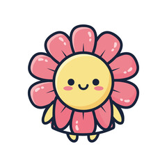 Fototapeta premium Adorable Cartoon Flower Character Illustration