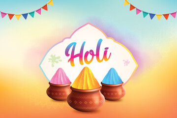 Colorful Happy Holi Background. Festival of Colors Celebration Vector Illustration. Indian Hindu Festival Concept For E-commerce Sale, Greetings, Poster, Banner.