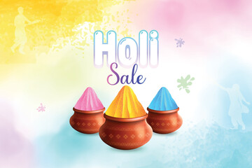Colorful Happy Holi Background. Festival of Colors Celebration Vector Illustration. Indian Hindu Festival Concept For E-commerce Sale, Greetings, Poster, Banner.