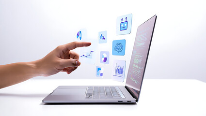 Interactive digital interface with hovering icons