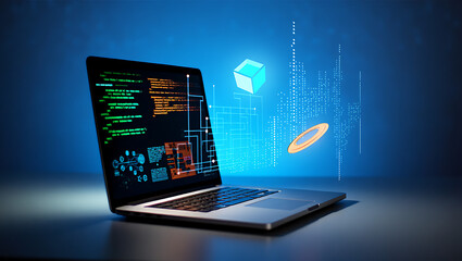 Advanced data analytics on a high-tech laptop screen