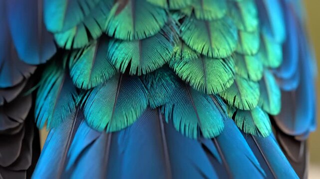 Closeup of colorful bird feathers
