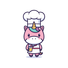 Obraz premium Unicorn Hippo Chef Cartoon Character