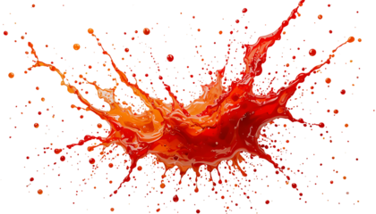 Red and Orange Citrus Juice Splash Explosion Frozen Mid-Air 