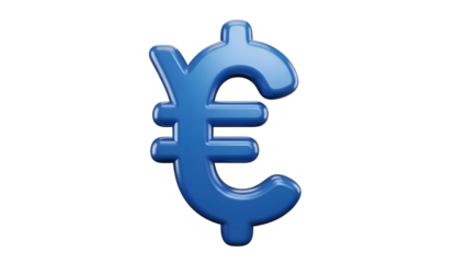Blue Euro Currency Symbol Isolated.