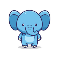 Fototapeta premium Adorable Cartoon Blue Elephant Illustration