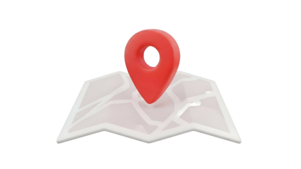 Red Location Pin on Folded Map.