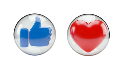 Thumbs Up and Heart Symbols in Circles.