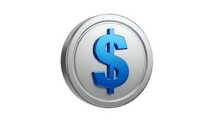 Obraz premium Silver Dollar Coin with Blue Dollar Sign.