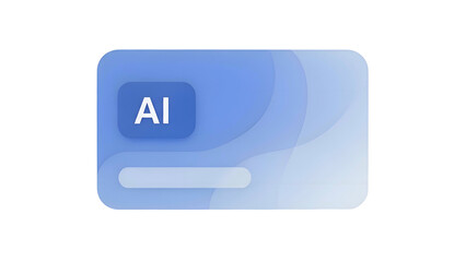 Blue Button with AI Label Icon.