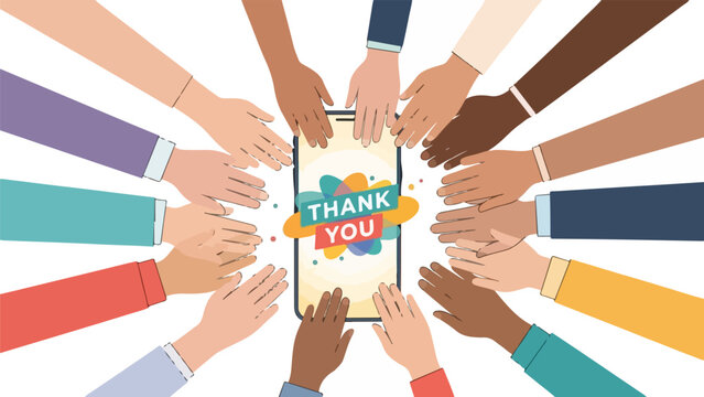 Diverse people join hands in unity and gratitude for fairness and equality