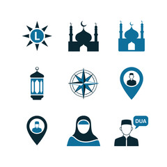 Collection of islamic symbols and icons representing faith and spirituality