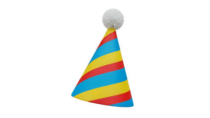 Colorful Striped Party Hat with Pom Pom.