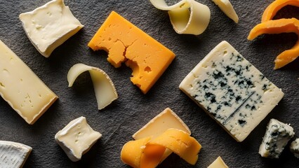 Celebrating National Cheese Lover’s Day with assorted artisanal cheese blocks and slices on a textured dark surface