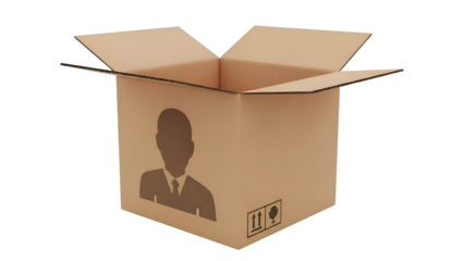 Cardboard Box with Person Silhouette Printed.