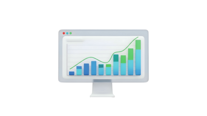 Computer Monitor Displaying Bar Graph Chart 1.
