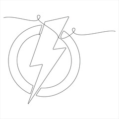 Continuous one line lightning bolt logo simple electric vector design